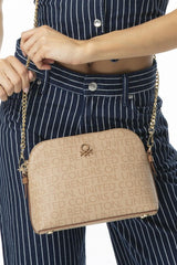 Benetton Zincir Detaylı Çapraz Askılı Çanta Açık Camel - Camel