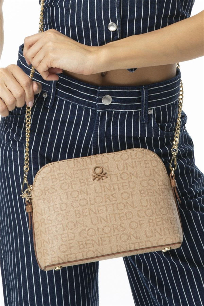 Benetton Zincir Detaylı Çapraz Askılı Çanta Açık Camel - Camel