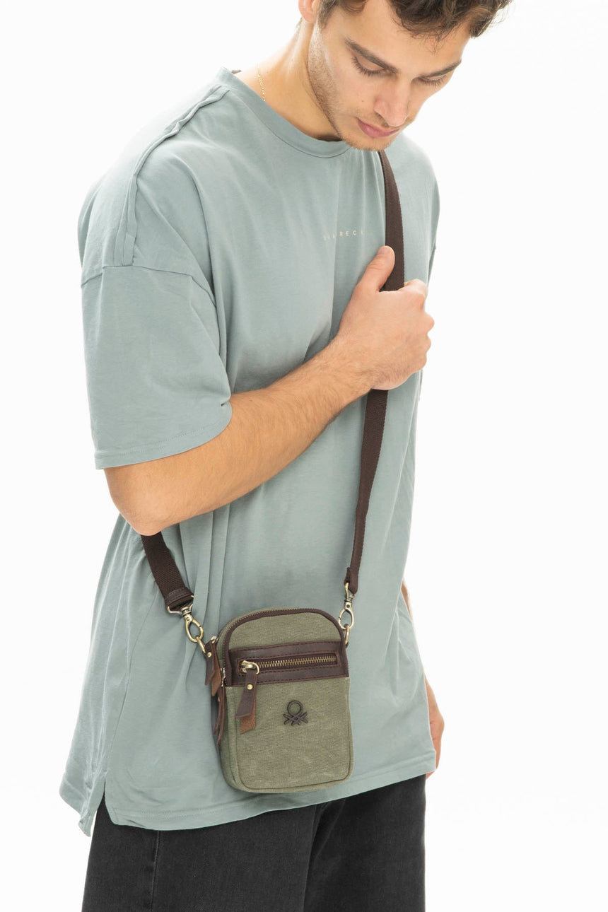 Benetton Fermuar Detaylı Çapraz Askılı Çanta Haki