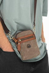 Benetton Fermuar Detaylı Çapraz Askılı Çanta Kahve