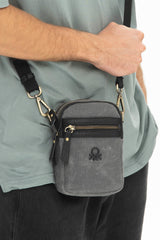 Benetton Fermuar Detaylı Çapraz Askılı Çanta Gri