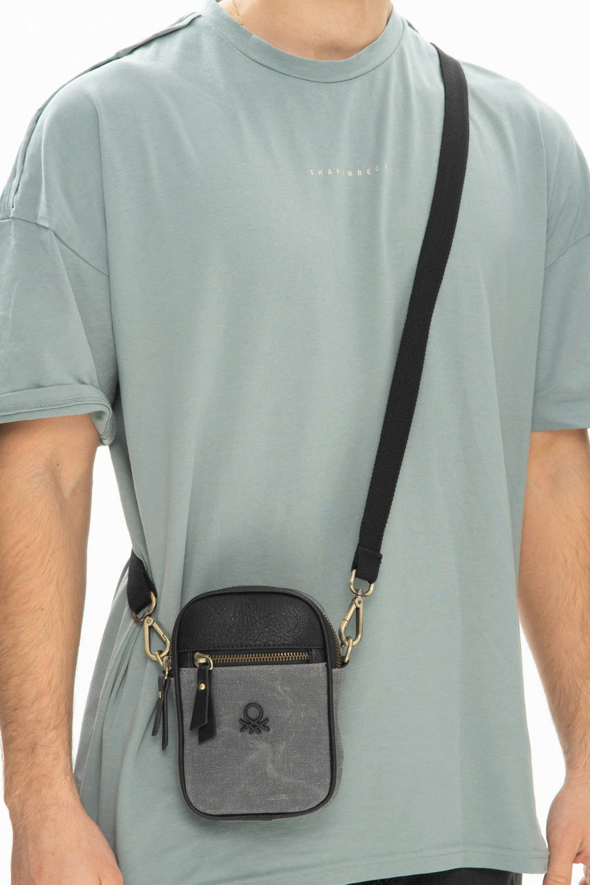 Benetton Fermuar Detaylı Çapraz Askılı Çanta Gri