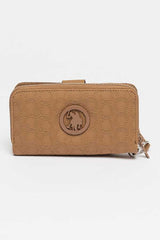Us Polo Assn Kabartma Dokulu Fermuarlı Kadın Cüzdan Sütlü Kahve