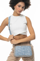 Benetton Çift Fermuarlı Çapraz Askılı Çanta Kot - Lacivert - Camel