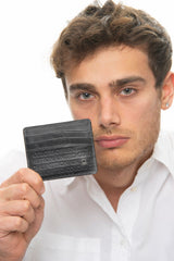 Benetton Eskitme Deri Kartlık Siyah