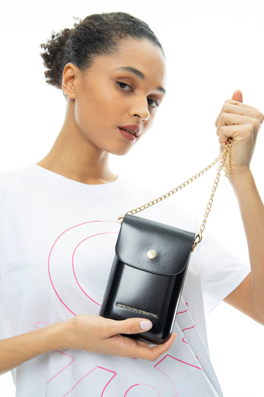 Benetton Zincir Detaylı Çapraz Askılı Çanta Siyah