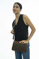 Benetton Fermuar Bölmeli Çapraz Askılı Çanta Kahve