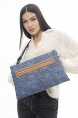 Benetton Fermuar Detaylı Çapraz Askılı Çanta Kot - Lacivert