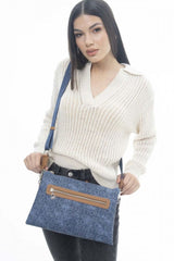 Benetton Fermuar Detaylı Çapraz Askılı Çanta Kot - Lacivert