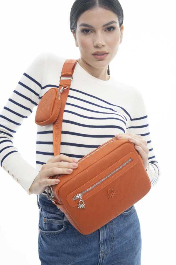 Benetton Mini Cüzdan Aksesuarlı Çapraz Askılı Çanta Turuncu
