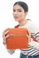 Benetton Mini Cüzdan Aksesuarlı Çapraz Askılı Çanta Turuncu