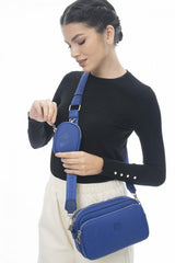 Benetton Mini Cüzdan Aksesuarlı Çapraz Askılı Çanta Sax