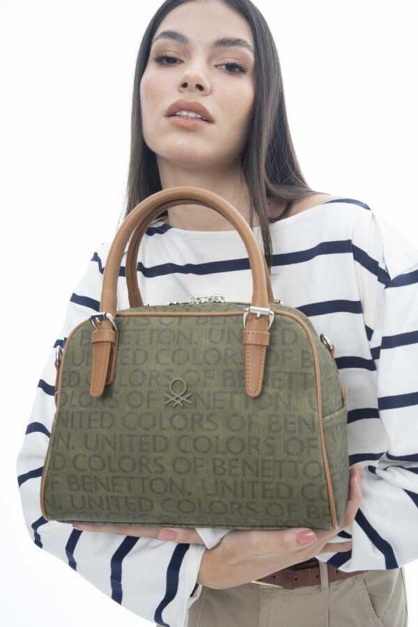 Benetton Monogram Baskılı El Çantası Haki