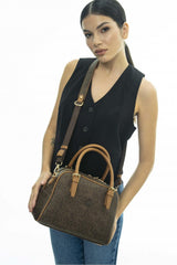 Benetton Monogram Baskılı El Çantası Kahve