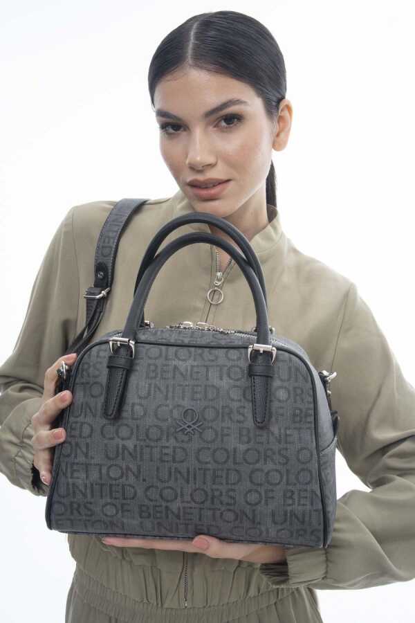 Benetton Monogram Baskılı El Çantası Gri