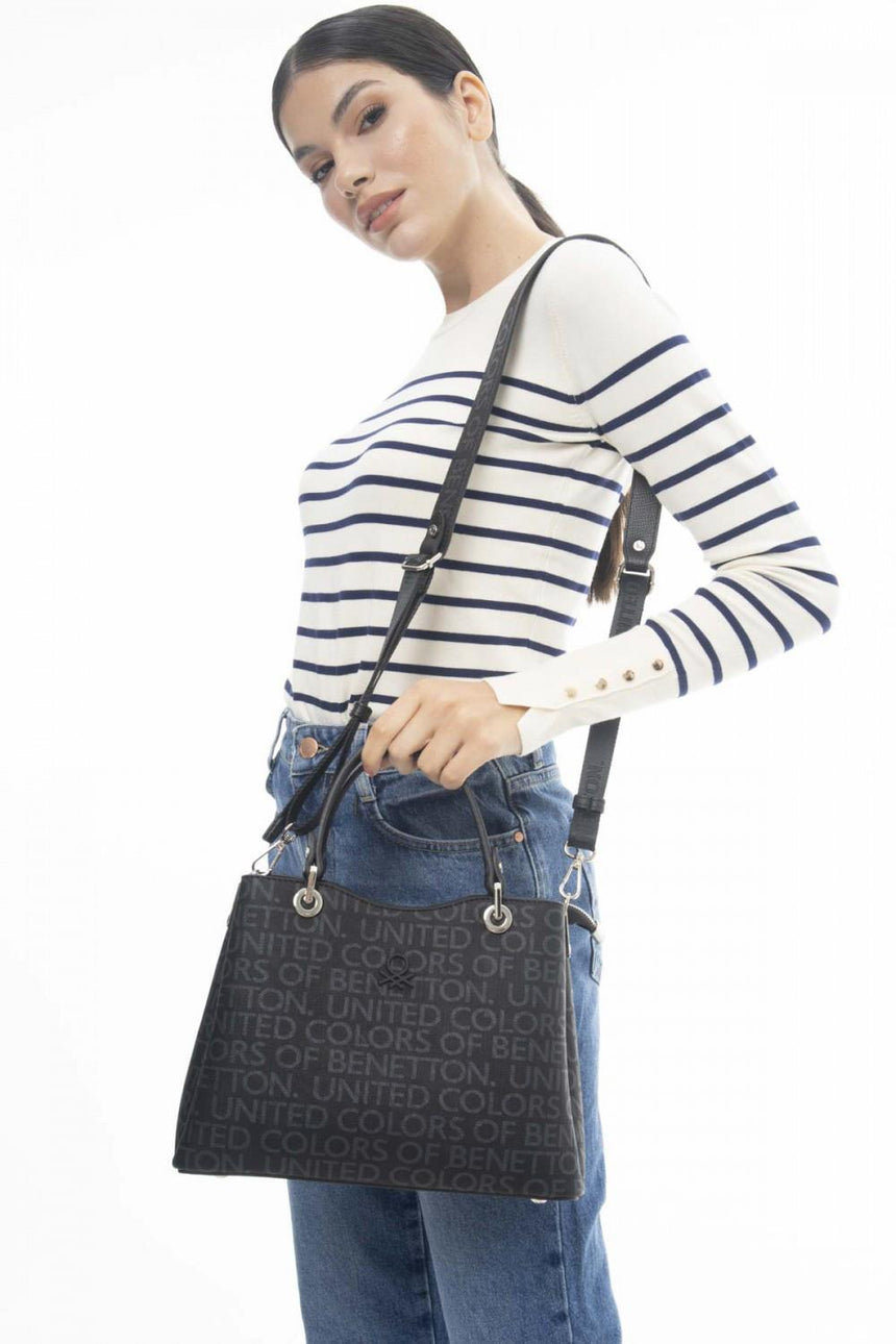 Benetton Monogram El Çantası Siyah