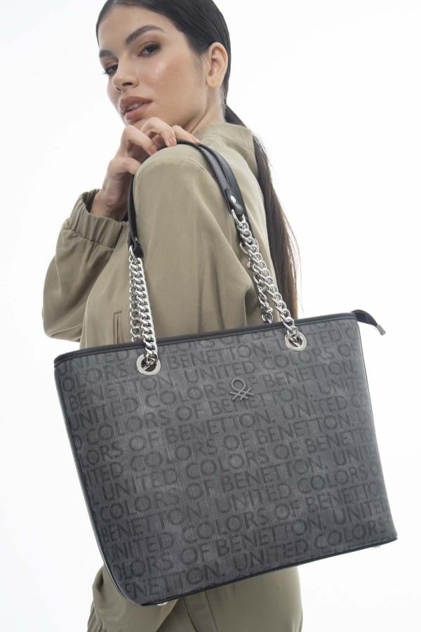 Benetton Omuz Çantası Gri