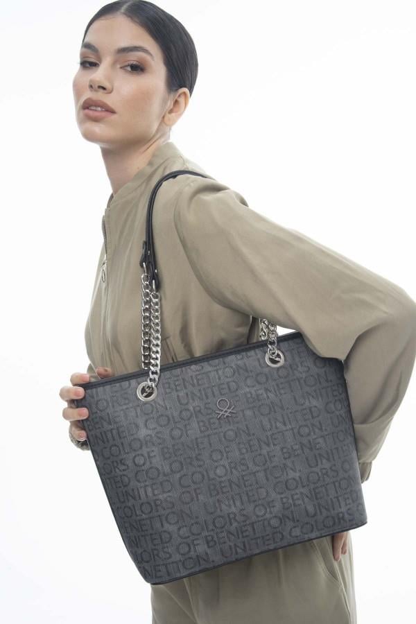 Benetton Omuz Çantası Gri