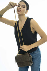 Benetton Zincir Detaylı Omuz Çantası Kahve