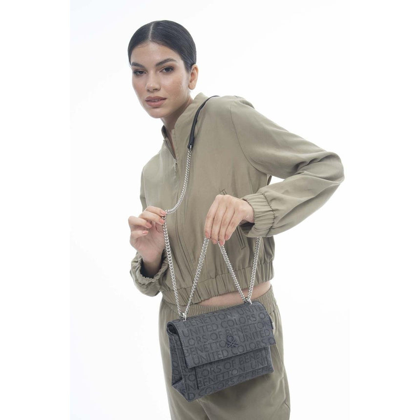 Benetton Zincir Detaylı Omuz Çantası Gri