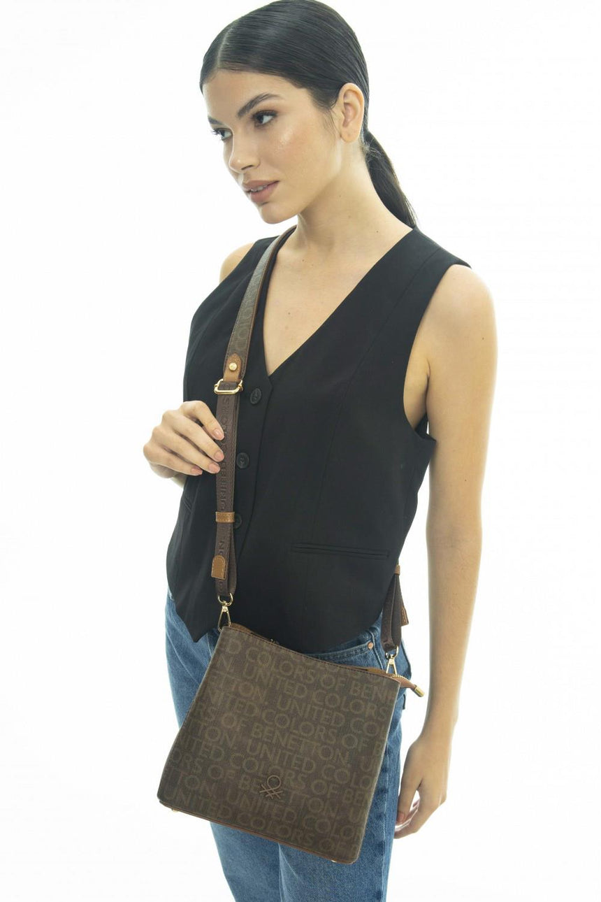 Benetton Mıknatıslı Çapraz Askılı Çanta Kahve