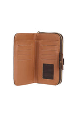 Benetton Monogram Baskılı Çıtçıtlı Cüzdan Kahve