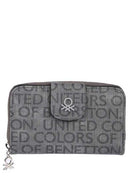 Benetton Monogram Baskılı Çıtçıtlı Cüzdan Gri