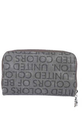 Benetton Monogram Baskılı Çıtçıtlı Cüzdan Gri