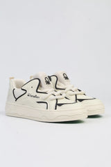 Benetton Çizgi Şerit Detaylı Sneakers Bej - Siyah