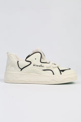 Benetton Çizgi Şerit Detaylı Sneakers Bej - Siyah