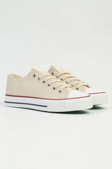 Benetton Bağcıklı Suni Deri Sneakers Bej