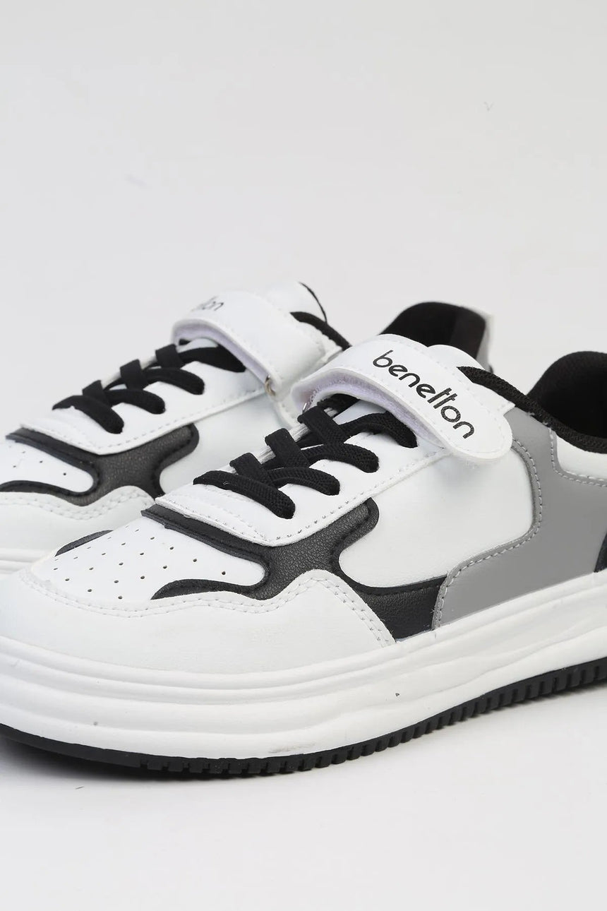 Benetton Desenli Cırtcırtlı Çocuk Sneakers Beyaz - Siyah