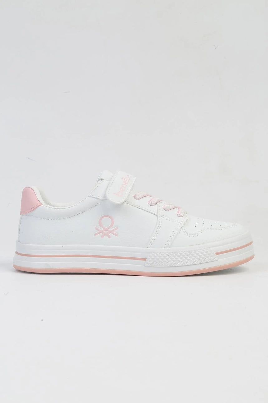 Benetton Logolu Çocuk Sneakers Beyaz - Pudra