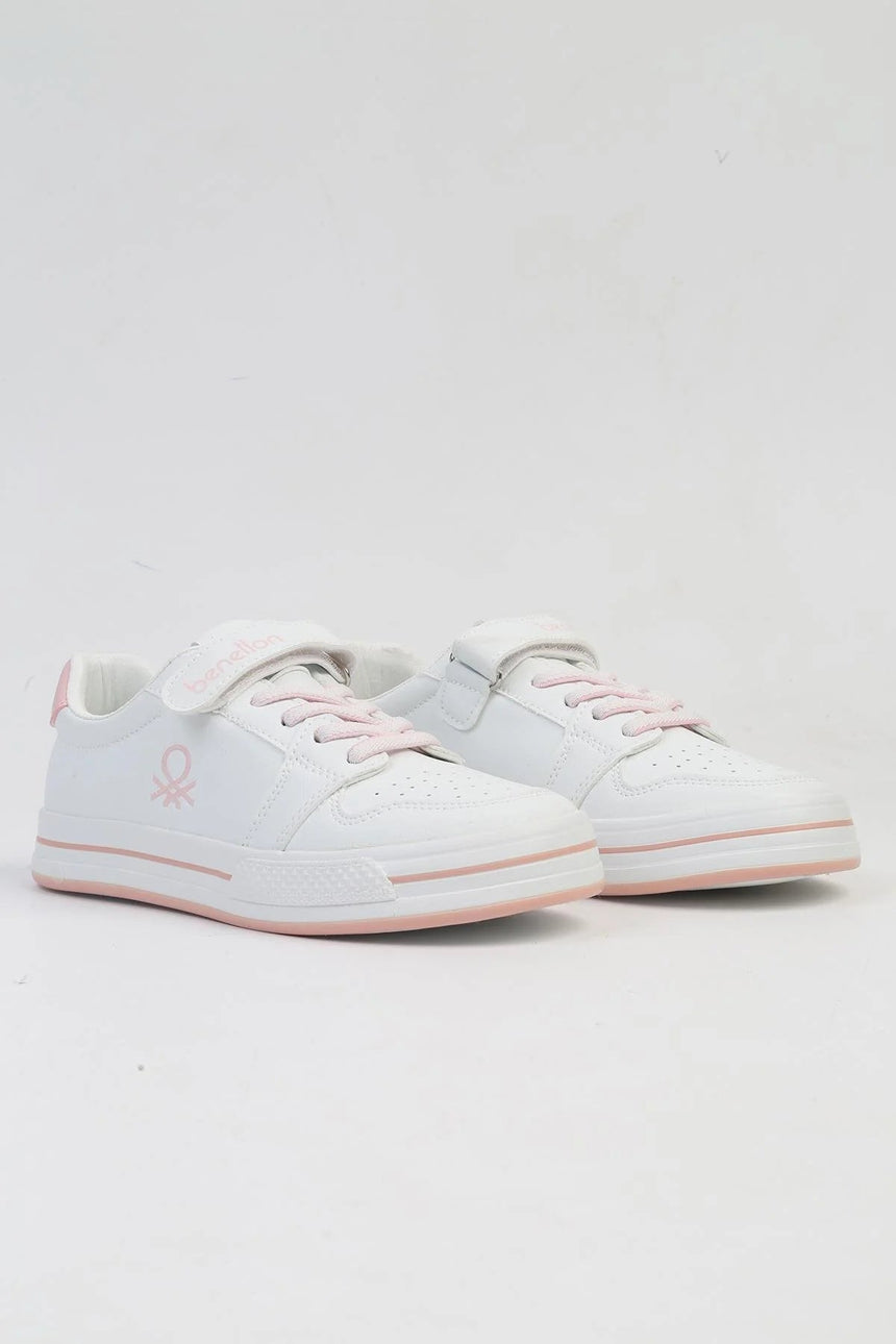 Benetton Logolu Çocuk Sneakers Beyaz - Pudra