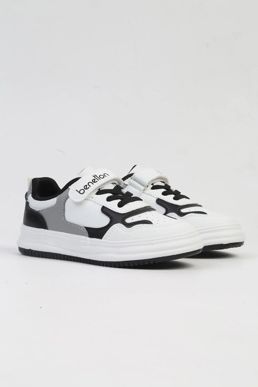Benetton Desenli Çocuk Sneakers Beyaz - Siyah