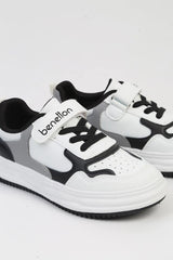 Benetton Desenli Çocuk Sneakers Beyaz - Siyah