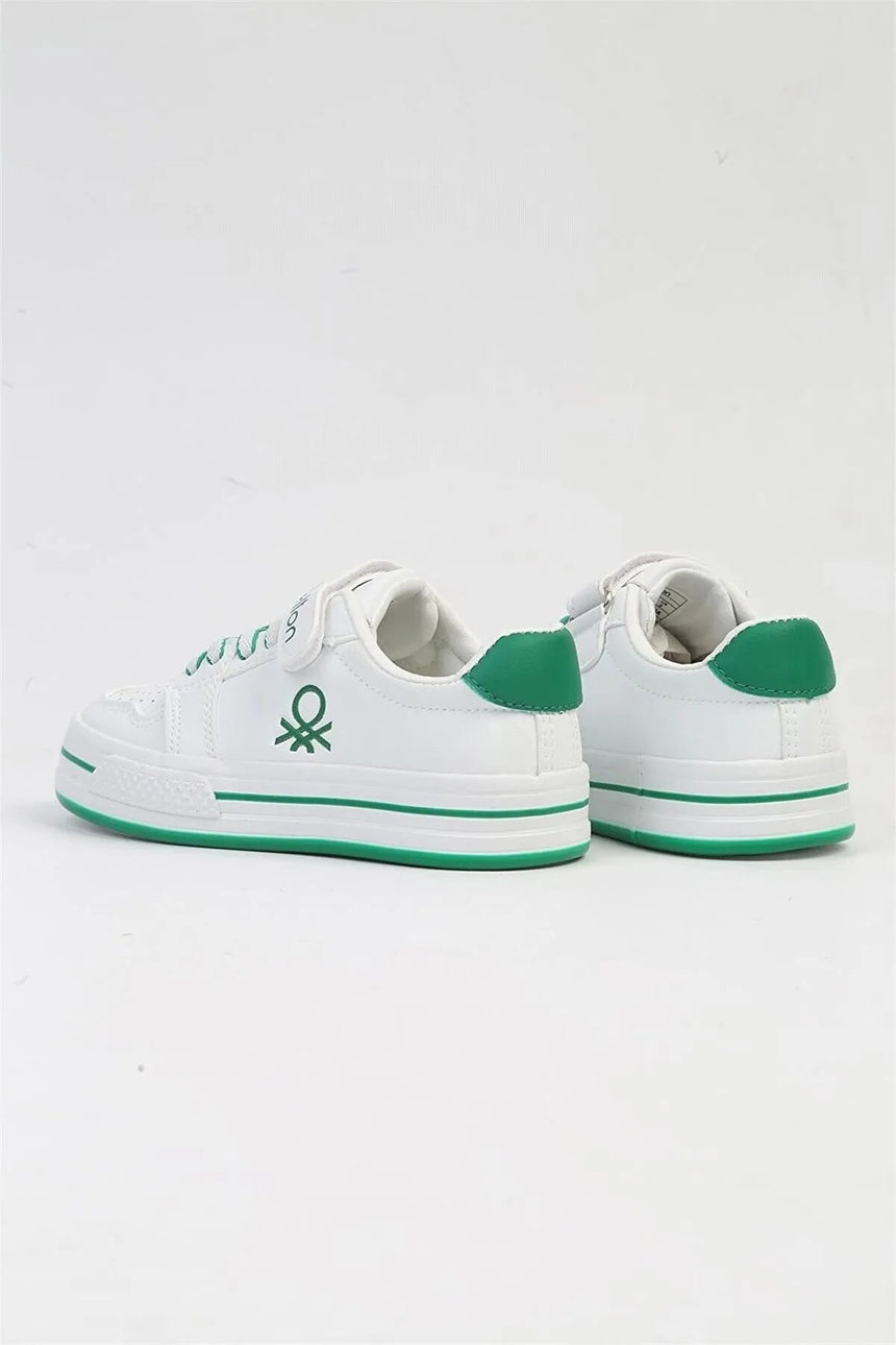 Benetton Cırtcırt Detaylı Çocuk Sneakers Beyaz - Yeşil