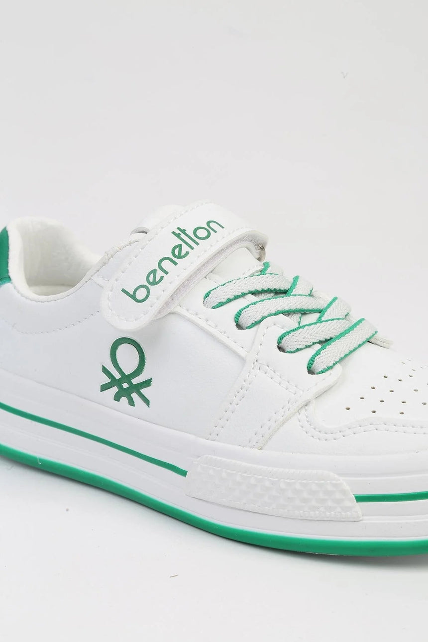 Benetton Cırtcırt Detaylı Çocuk Sneakers Beyaz - Yeşil