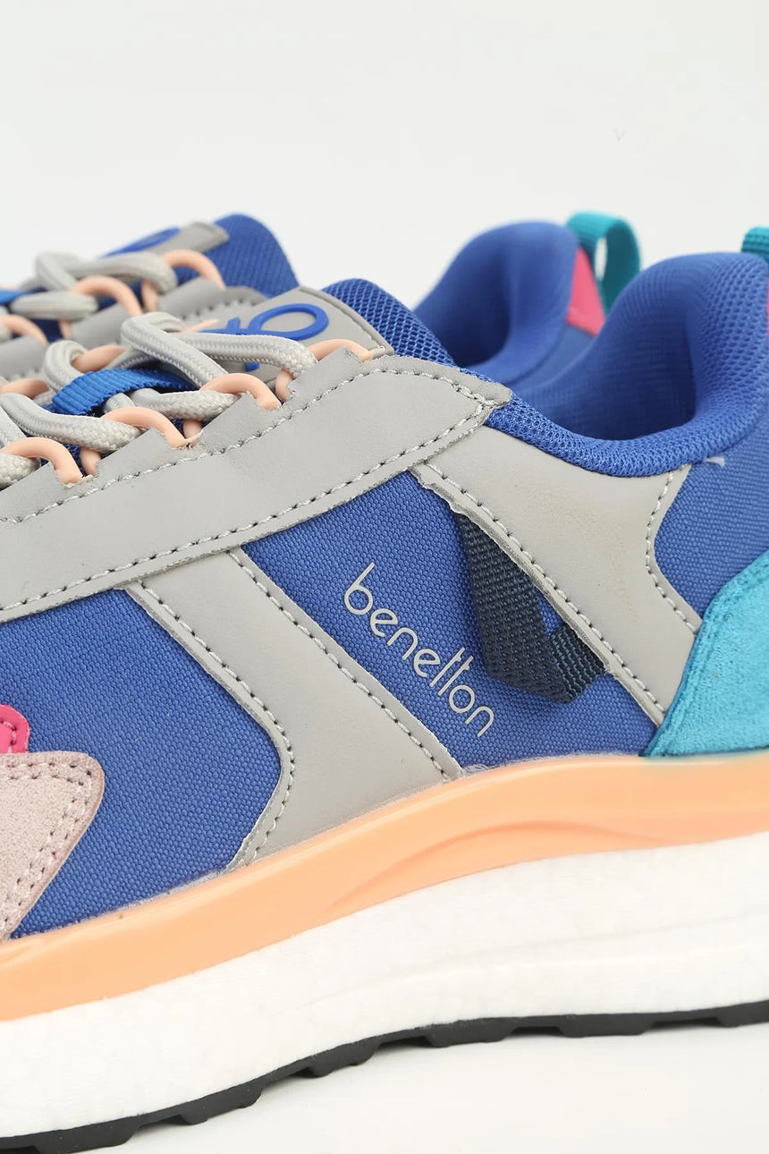 Benetton Logo Detaylı Bağcıklı Sneaker Saks Mavi