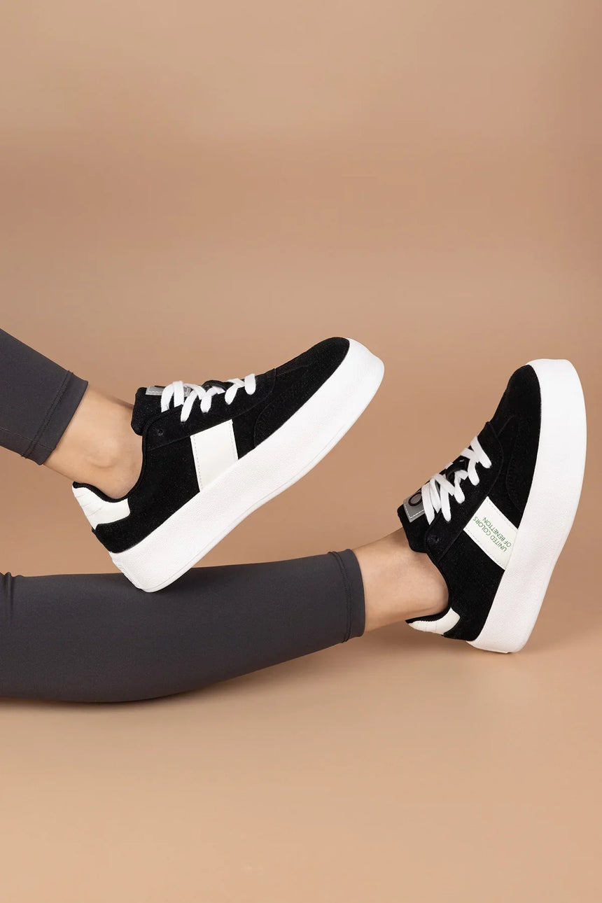 Benetton Kalın Tabanlı Sneaker Siyah - Beyaz
