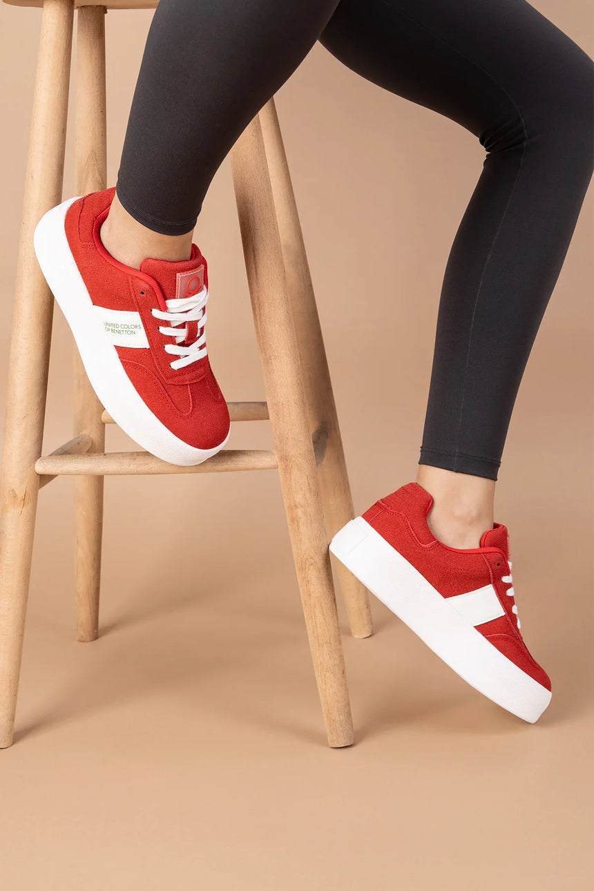 Benetton Kalın Tabanlı Sneaker Kırmızı - Bej