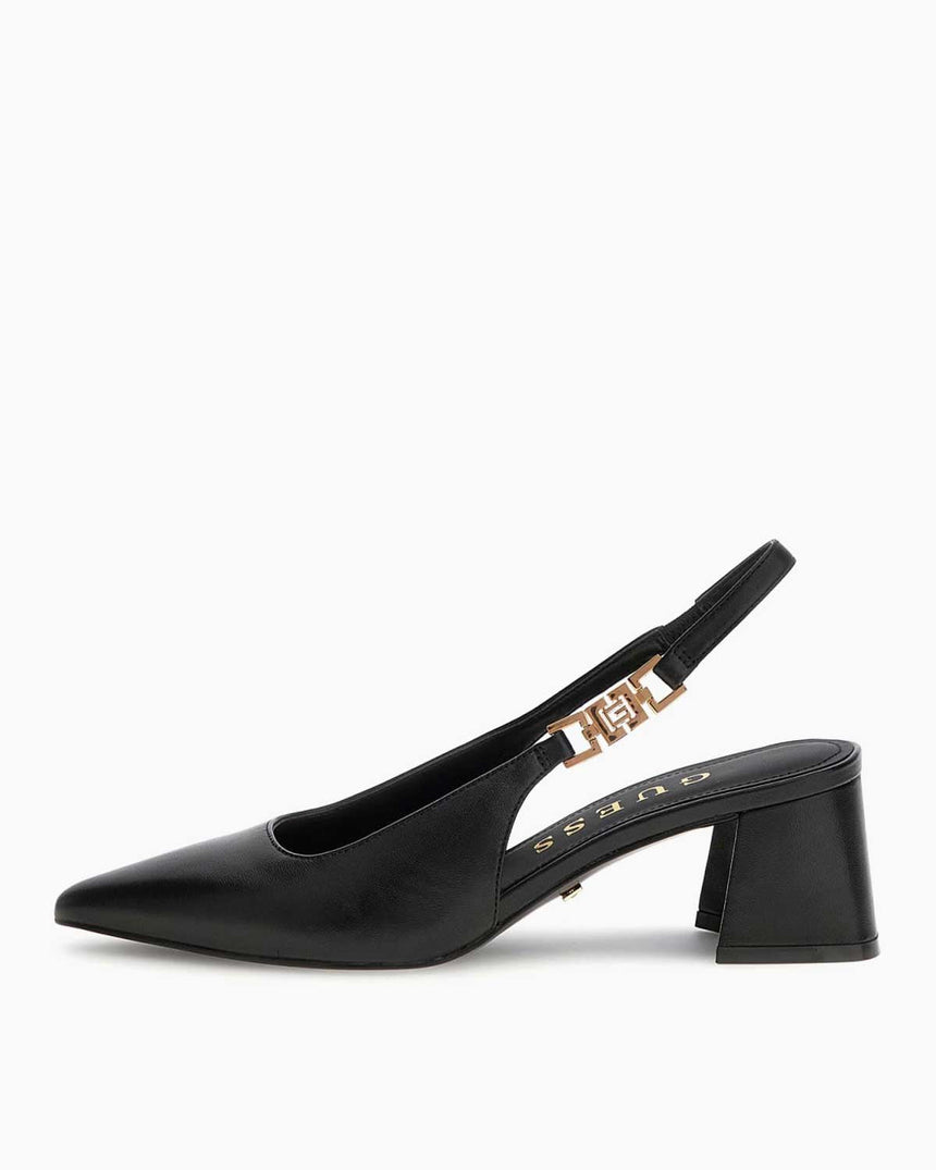 Guess Zabela3 Logo Detaylı Kalın Topuklu Stiletto Black