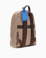 Guess Milano Compact Monogram Desenli Sırt Çantası Beige/Brown/Blue