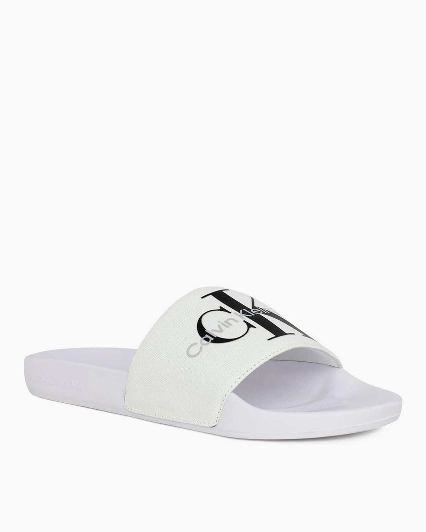 Calvin Klein Slide Monogram Erkek Terlik Bright White/Black