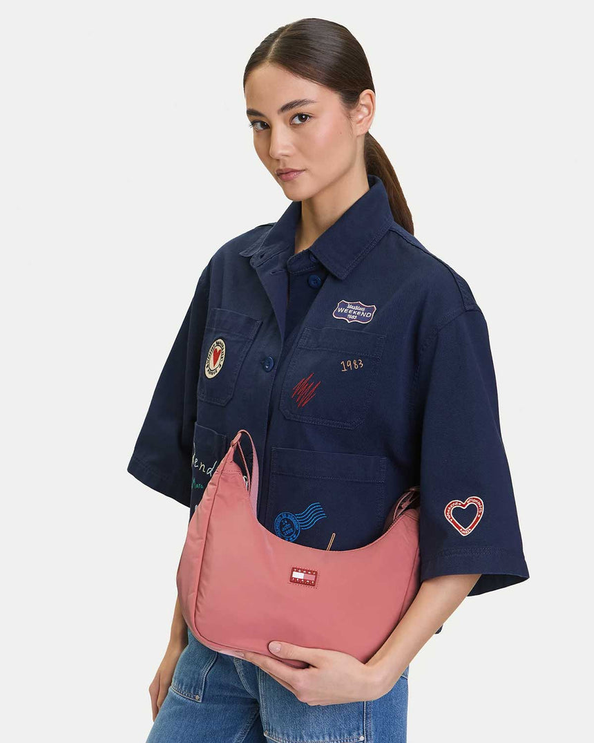 Tommy Hilfiger X-Body Şehirli Kadıın Omuz Çantası Tahiti Berry