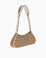 Guess Mintha Mini Top Zip Shoulder Bag Omuz Çantası Latte Logo / Stone