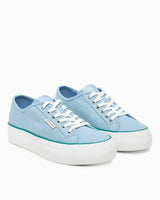 Calvin Klein Graz Flatform Logo Etiketli Kadın Pamuk Sneaker Cool Blue/Wild Green