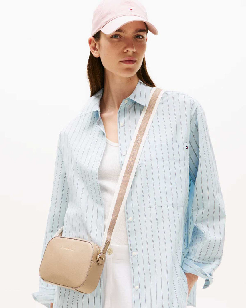 Tommy Hilfiger Logo Bantlo Kadın Kamera Çantası Coastal Taupe