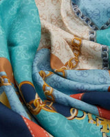 Guess Foulard Textile Logolu Eşarp Blue