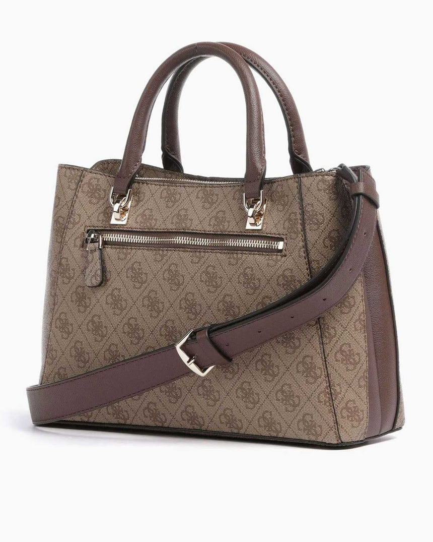 Guess Noreen Satchel Monogram El Çantası Latte Logo / Brown